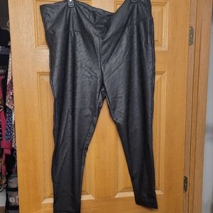 White Birch faux floral leather pants